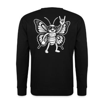 Drôle Papillon Rock Musique Heavy Metal Humour - Sweat-shirt Unisexe - noir - Dos - Alina (178cm)