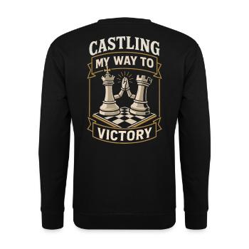 Castling - My Way to Victory - Funny Chess Set - Unisex Sweatshirt - black - Back - Alina (178cm)