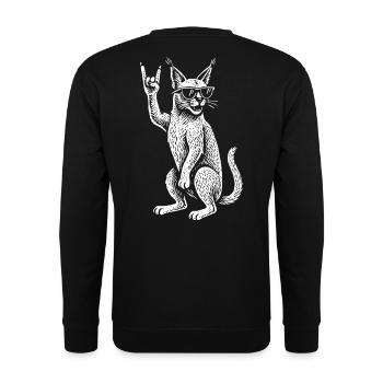 Metal Musik Rock Musik Lynx Funny Retro Rock Vibes - Unisex Pullover - Schwarz - Hinten - Michal (187cm)
