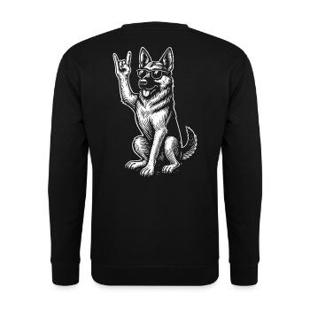 Deutscher Schäferhund Rock Musik Metal Musik - Unisex Pullover - Schwarz - Hinten - Alina (178cm)