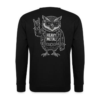 Heavy Metal Eule Rock Musik Lustig Retro - Unisex Pullover - Schwarz - Hinten - Michal (187cm)