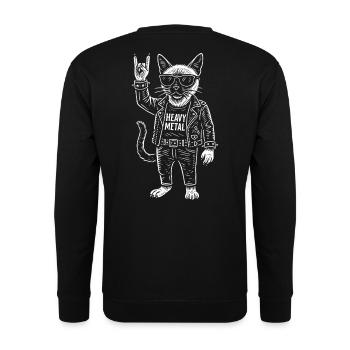 Heavy Metal Siamesische Katze Rockmusik Lustiger - Unisex Pullover - Schwarz - Hinten - Michal (187cm)
