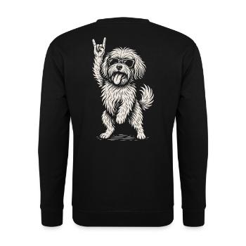 Rockmusik Havaneser Hund Lustiges Heavy Metal - Unisex Pullover - Schwarz - Hinten - Alina (178cm)