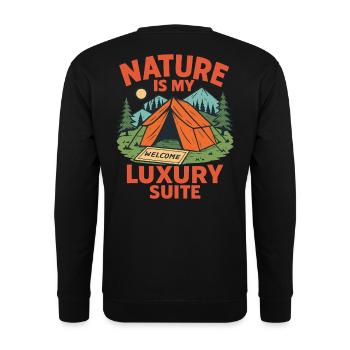 La nature est ma suite de luxe Camping Funny Camp - Sweat-shirt Unisexe - noir - Dos - Michal (187cm)