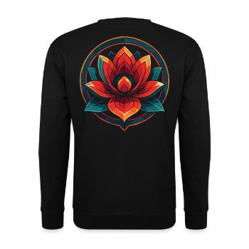 Lotusblume Achtsamkeit Affirmation - Unisex Pullover - Schwarz - Hinten - Alina (178cm)