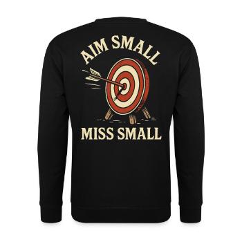 Aim Small Miss Small Bogenschießen Bogenschütze - Unisex Pullover - Schwarz - Hinten - Alina (178cm)