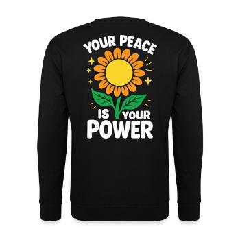 Affirmation Dein Frieden Ist Deine Kraft - Unisex Pullover - Schwarz - Hinten - Alina (178cm)