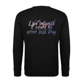 Live Intense - Unisex Sweatshirt - black - Back - Alina (178cm)