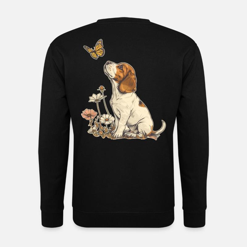 Beagle and Butterfly - Unisex Sweatshirt - black