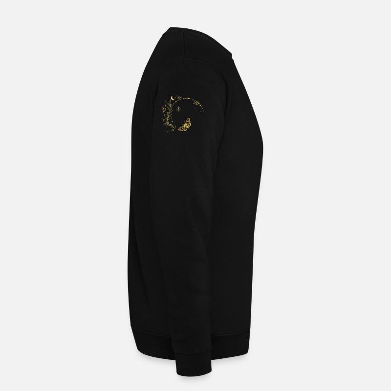 Goldene Mondblätter Kreisrahmen - Unisex Pullover - Schwarz