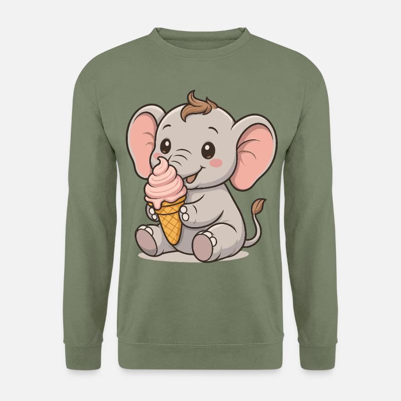Eiszeit mit Elefant - Unisex Pullover - Armeegrün