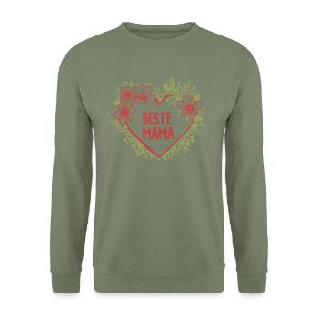 Beste Mama - Unisex Pullover - Armeegrün - Vorne - Alina (178cm) & Michal (187cm)