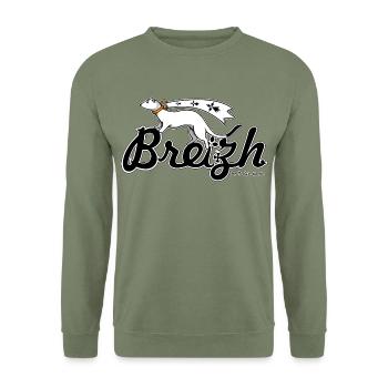 Breizh (Bretagne) - Sweat-shirt Unisexe - vert militaire - Devant - Alina (178cm) & Michal (187cm)