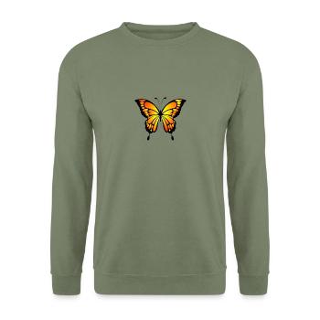 Schmetterling - Unisex Pullover - Armeegrün - Vorne - Alina (178cm) & Michal (187cm)