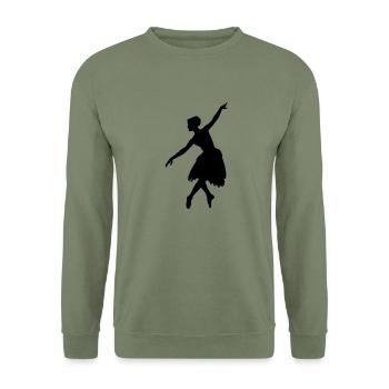 Vektor Balletttänzer Silhouette - Unisex Pullover - Armeegrün - Vorne - Alina (178cm) & Michal (187cm)