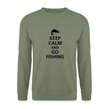keep_calm_and_go_fishing___f1 - Unisex Pullover - Armeegrün - Vorne - Alina (178cm) & Michal (187cm)