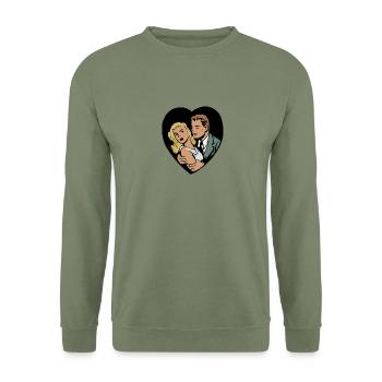 Paire Pop Art - Sweat-shirt Unisexe - vert militaire - Devant - Alina (178cm) & Michal (187cm)
