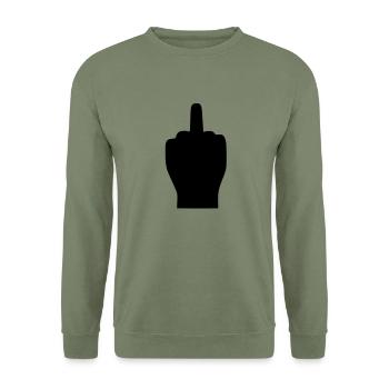 Finger salute - Unisex Sweatshirt - army green - Front - Alina (178cm) & Michal (187cm)