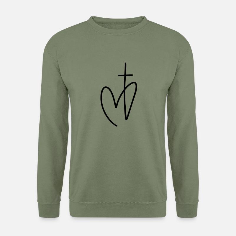 Jesus Christus Kreuz Herz Johannes 3:16 - Unisex Pullover - Armeegrün