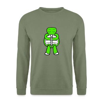 Turtle Flute Playing Music Hobby Instrument - Unisex Sweatshirt - army green - Front - Alina (178cm) & Michal (187cm)