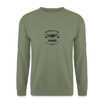 Sexy JENAER Stadt - Unisex Pullover - Armeegrün - Vorne - Alina (178cm) & Michal (187cm)