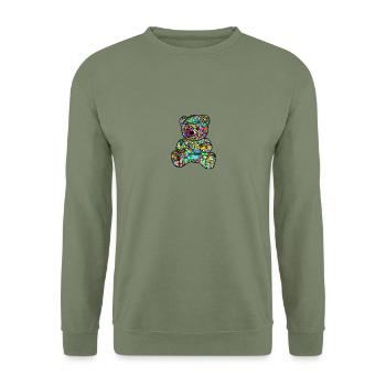 Umarmungen von Bären - Unisex Pullover - Armeegrün - Vorne - Alina (178cm) & Michal (187cm)