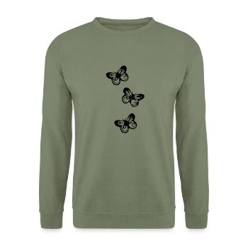 falter schmetterling - Unisex Pullover - Armeegrün - Vorne - Alina (178cm) & Michal (187cm)
