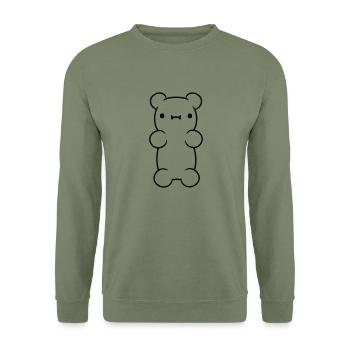 Niedliches kleines Gummibaerchen - Unisex Pullover - Armeegrün - Vorne - Alina (178cm) & Michal (187cm)