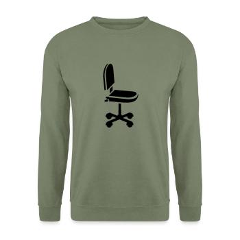 Bürostuhl / office chair (1c) - Unisex Pullover - Armeegrün - Vorne - Alina (178cm) & Michal (187cm)