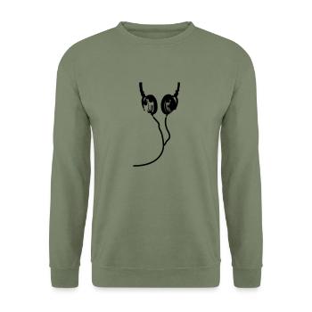 Coole Headphones - Unisex Pullover - Armeegrün - Vorne - Alina (178cm) & Michal (187cm)