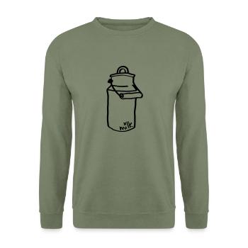 milkkanne - Unisex Pullover - Armeegrün - Vorne - Alina (178cm) & Michal (187cm)
