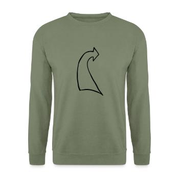 pfeile8, Feil, dick, gerundet - Unisex Pullover - Armeegrün - Vorne - Alina (178cm) & Michal (187cm)
