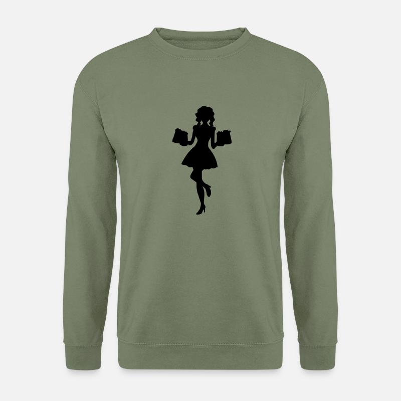Mensch - Frau mit Bierkrug - Unisex Pullover - Armeegrün
