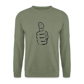 daumen_hoch - Sweat-shirt Unisexe - vert militaire - Devant - Alina (178cm) & Michal (187cm)