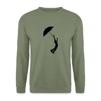 jumping_with_umbrella - Unisex Sweatshirt - army green - Front - Alina (178cm) & Michal (187cm)