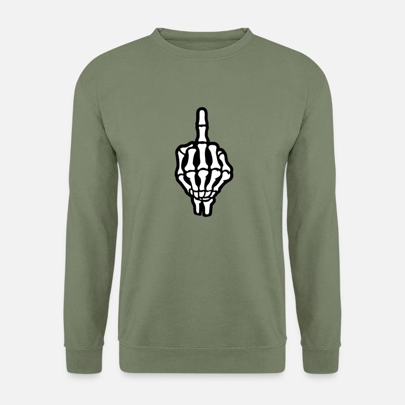 Skelett Mittelfinger Hand - Unisex Pullover - Armeegrün
