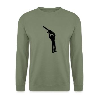 motorsäge - Unisex Pullover - Armeegrün - Vorne - Alina (178cm) & Michal (187cm)