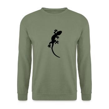 Eidechse - Unisex Pullover - Armeegrün - Vorne - Alina (178cm) & Michal (187cm)