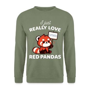Cute Red Panda I Just Really Love - Unisex Sweatshirt - army green - Front - Alina (178cm) & Michal (187cm)