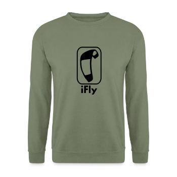 i_fly_vec_1 fr - Sweat-shirt Unisexe - vert militaire - Devant - Alina (178cm) & Michal (187cm)