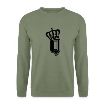 Lettre Q - Sweat-shirt Unisexe - vert militaire - Devant - Alina (178cm) & Michal (187cm)