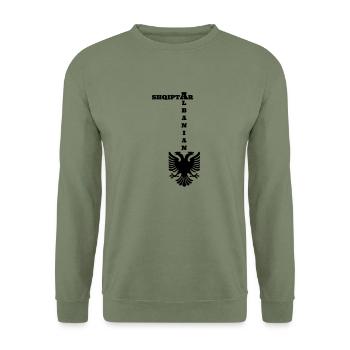 shqiptar_albanian_v2_b - Unisex Pullover - Armeegrün - Vorne - Alina (178cm) & Michal (187cm)