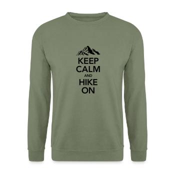 Keep Calm And Hike On | Mountains - Sweat-shirt Unisexe - vert militaire - Devant - Alina (178cm) & Michal (187cm)
