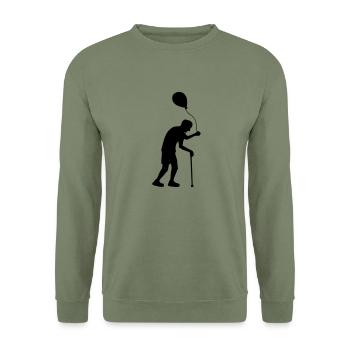 Luftballon und Opa - Unisex Pullover - Armeegrün - Vorne - Alina (178cm) & Michal (187cm)