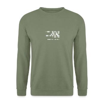 Stephen Hawking Intelligence Leetspeak - Unisex Pullover - Armeegrün - Vorne - Alina (178cm) & Michal (187cm)