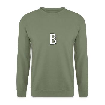 B - Unisex Pullover - Armeegrün - Vorne - Alina (178cm) & Michal (187cm)