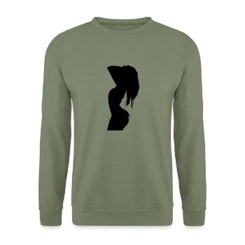 sexy Girl - Unisex Pullover - Armeegrün - Vorne - Alina (178cm) & Michal (187cm)