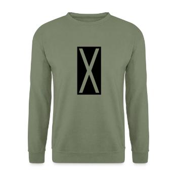 Rechteck X - Unisex Pullover - Armeegrün - Vorne - Alina (178cm) & Michal (187cm)