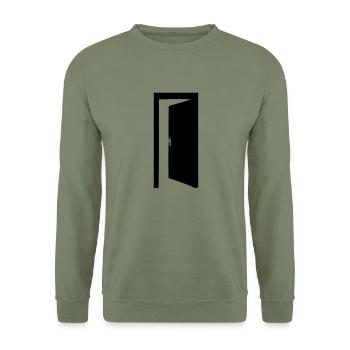 komm rein ... bin offen - Unisex Pullover - Armeegrün - Vorne - Alina (178cm) & Michal (187cm)