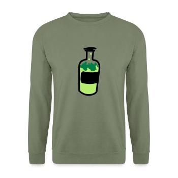 alkohol - Unisex Pullover - Armeegrün - Vorne - Alina (178cm) & Michal (187cm)